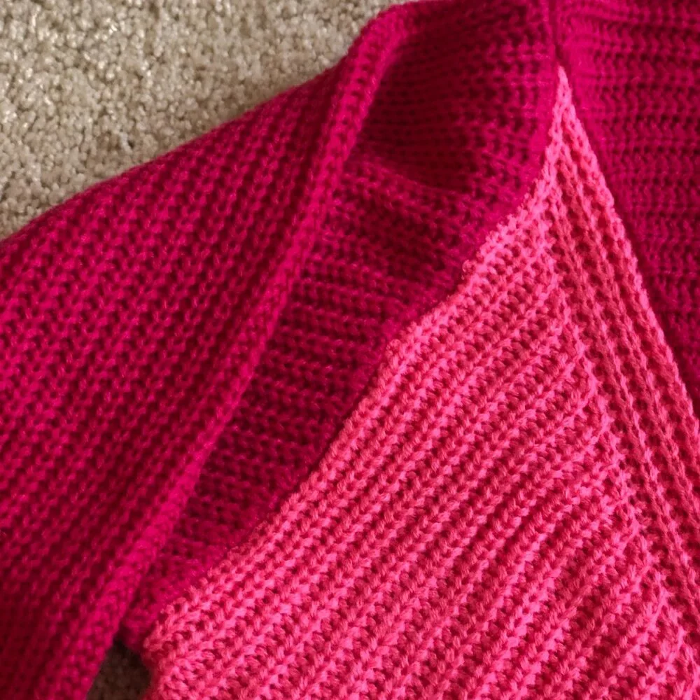 NWOT Shein ColorBlock Long-Sleeve Oversize Knit Sweater Top - Picture 4 of 9